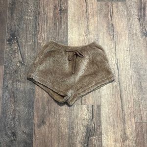 brown fluffy shorts